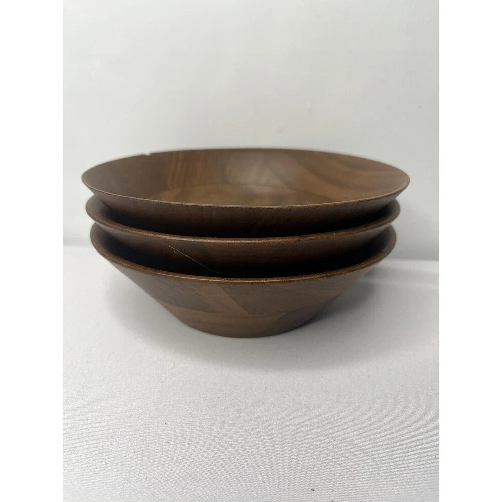 Authentic Solid Black Walnut Bowl Set Of 3 MCM Soft Beautiful Wood Bowls